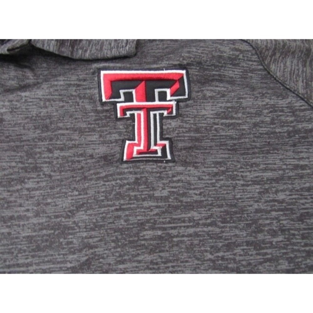 Texas Tech Colosseum Sportswear Gray Red Trim Polyester Polo Shirt Sz XL - Picture 4 of 8